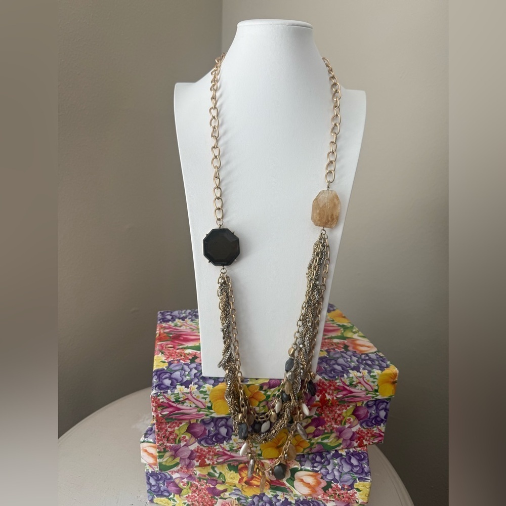 Chicos Extra Long Multi-Strand Twisted Chain Statement Necklace
